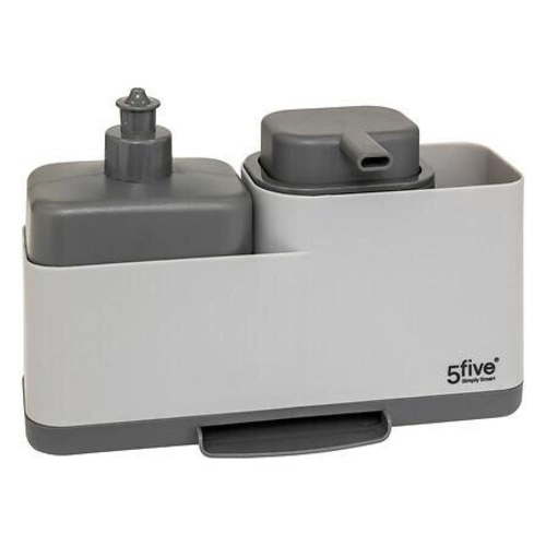 Dozownik na mydło z organizerem NEO2 szary 5five simply smart do łazienki nowoczesny