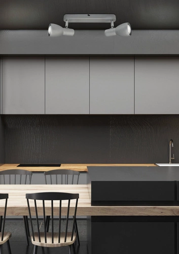 Nowoczesna lampa sufitowa Picardo szaro-srebrna regulowana do salonu i kuchni 2-punktowa