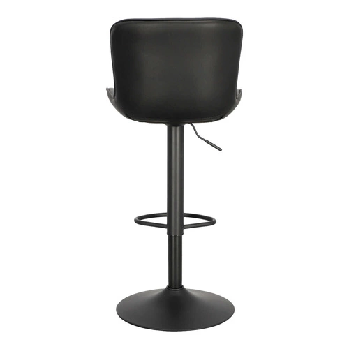 Hoker Tessa czarny nowoczesny z oparciem, regulowany, obrotowy do kuchni i wyspy, ekoskóra Intesi