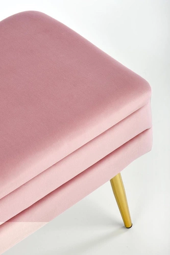Ławka tapicerowana Vanel welurowa ze schowkiem do przedpokoju glamour różowa złota 78 cm