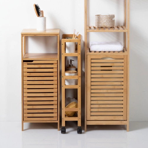 Narrow drewniany wózek łazienkowy na kółkach, pojemny, bambusowy do przechowywania 5five