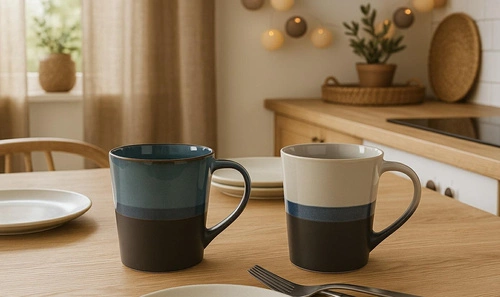 Kubek ceramiczny Lagune 360ml niebieski do kawy i herbaty, zmywarka, dekoracyjny