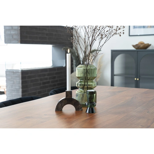 House Nordic zielony wazon szklany ryflowany 25 cm dekoracyjny do salonu