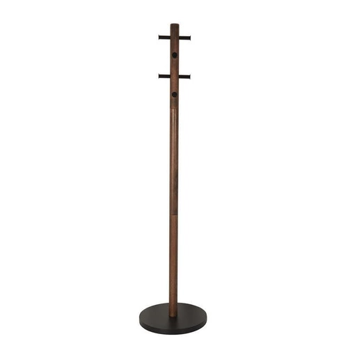 Wieszak stojący do przedpokoju Pillar Umbra nowoczesny czarny orzech metalowo-drewniany 168 cm