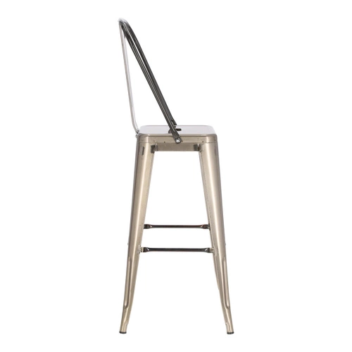 Hoker Paris Back 75 cm metalowy industrialny z oparciem do kuchni i wyspy szary D2.DESIGN