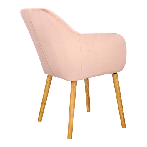 Krzesło do jadalni Emilia Actona welurowe różowe z podłokietnikami skandynawskie glamour