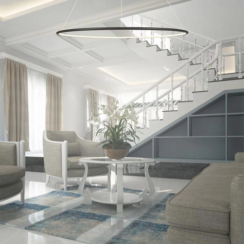 Nowoczesna lampa sufitowa LED Altavola No.1 okrągła czarna 100cm do salonu