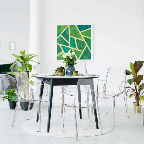 Krzesło Vanity SCAB Design transparentne do jadalni nowoczesne sztaplowane z podłokietnikami