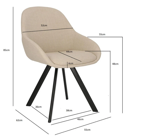 Zestaw 2 krzeseł Nels beżowe czarne nogi