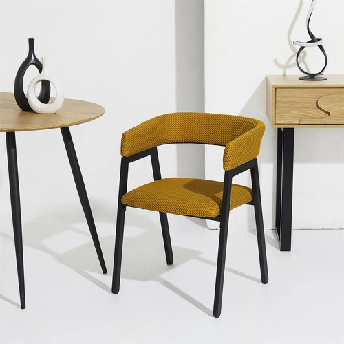 Krzesło tapicerowane Craft Intesi do jadalni i kuchni żółte nowoczesne z podłokietnikami