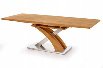Stół rozkładany do jadalni Doran 160-220 cm nowoczesny dąb złoty na stalowych nogach Intesi