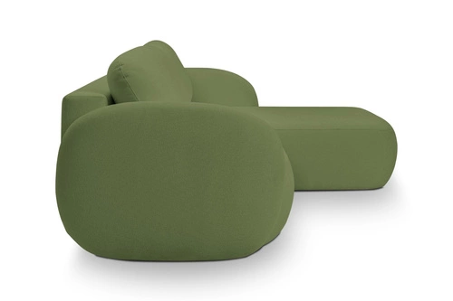 Narożnik z funkcją spania Salby prawy zielony nowoczesny do salonu z pojemnikiem