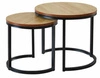 Zestaw 2 okrągłych stolików kawowych Mirra loftowy drewniany do salonu naturalny/czarny