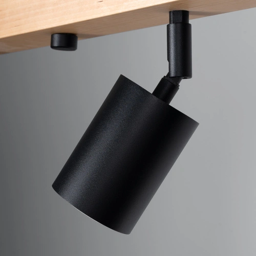 Nowoczesny plafon sufitowy VERDO 4 czarny z drewnem regulowany do salonu SOLLUX LIGHTING
