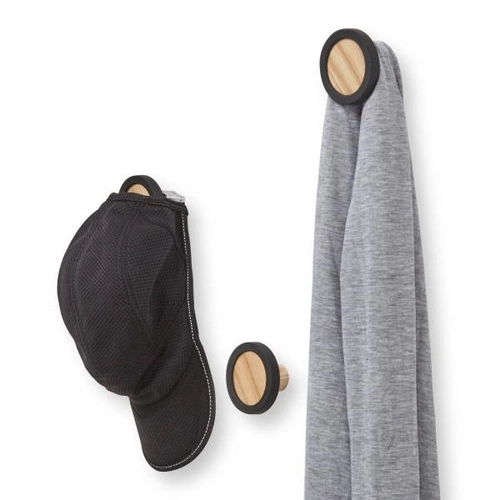 Nowoczesny wieszak ścienny Umbra HUB 3 czarny okrągły do przedpokoju i sypialni