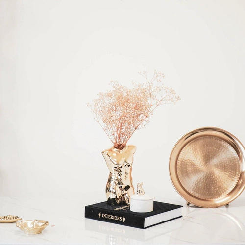 Wazon dekoracyjny złoty ceramiczny tors męski HV decor nowoczesny do salonu 24 cm