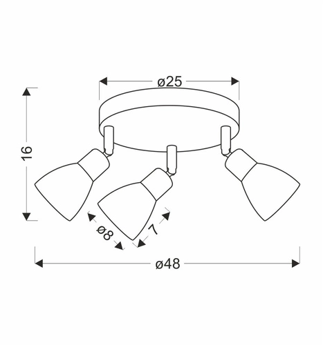 Lampa sufitowa Costa plafon 3x40W E14  czarny klosz biały