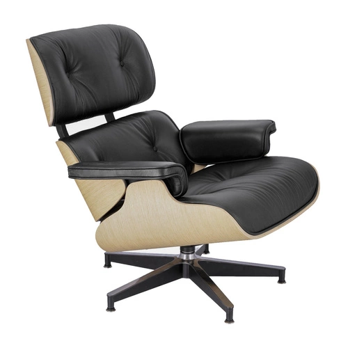 Fotel wypoczynkowy VIP Lounge Chair skórzany czarny obrotowy do salonu nowoczesny D2.DESIGN