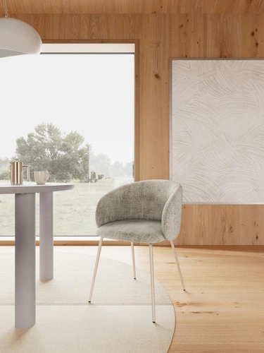 Stół okrągły Magee 120 cm szary nowoczesny do jadalni i salonu