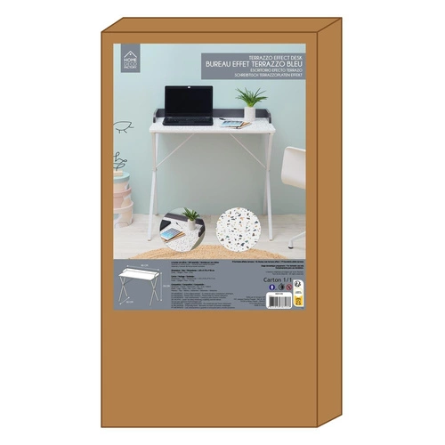 Biurko Brice nowoczesne białe z lastryko do pracy i nauki 84 cm Intesi