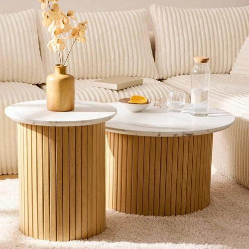 Stolik kawowy Homelya okrągły 45 cm marmurowy do salonu