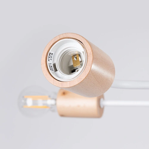 Żyrandol loftowy TIMBO 8 biały z drewnem do salonu i jadalni szerokość 100 cm