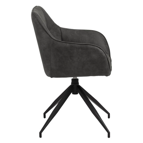 Krzesło tapicerowane Brenda Actona szare obrotowe z podłokietnikami do jadalni nowoczesne