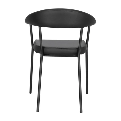 Krzesło tapicerowane Ava Actona do jadalni i salonu czarne ekoskóra z podłokietnikami industrialne