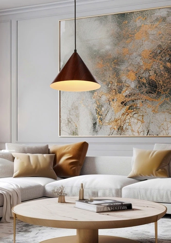 Lampa wisząca Dunca 25 nowoczesna metalowa do salonu i jadalni regulowana orzech