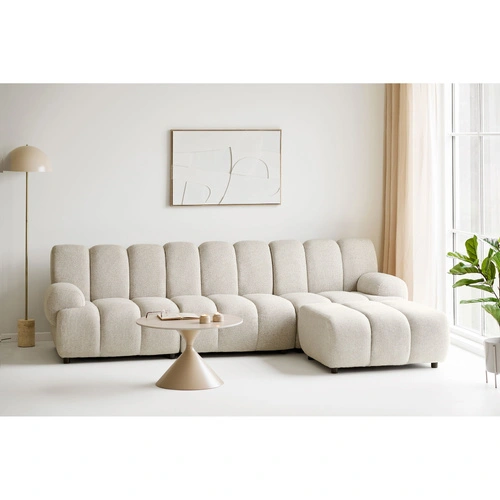 Sofa narożna modułowa Taza 3,5-osobowa piaskowa prawa do salonu