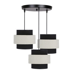 Lampa wisząca Benta czarny talerz 3x40W E27 abażur czarny+kremowy