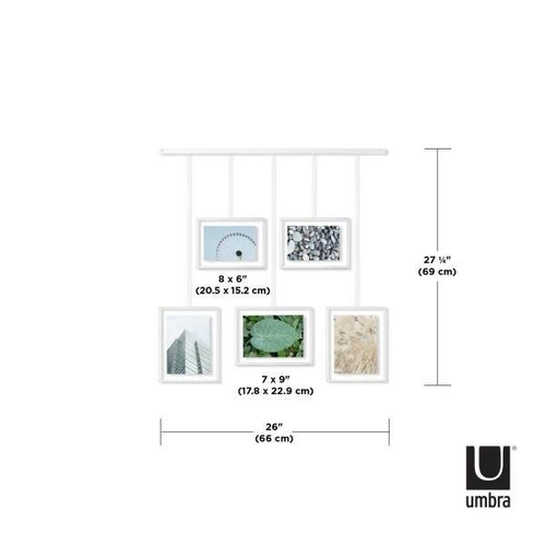 Biała multiramka na zdjęcia wisząca Umbra Exhibit skandynawska ramka 10x15 i 13x18