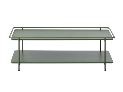 Stolik kawowy Yuba do salonu nowoczesny metalowy prostokątny 110x55 zielony