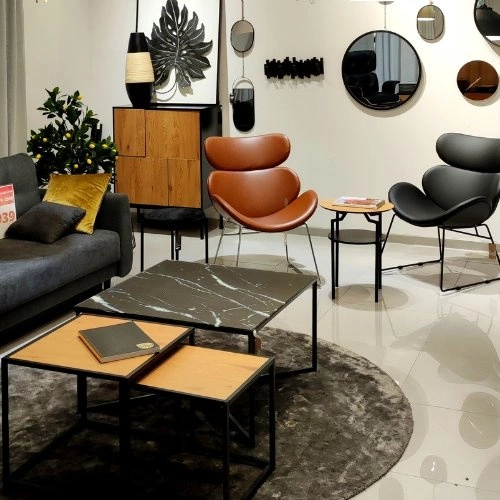 Zestaw dwóch stolików kawowych Seaford nowoczesny do salonu, 40x40 cm i  50x50 cm