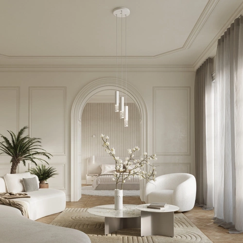 Lampa wisząca LAMI 2 biała nowoczesna metalowa do salonu, kuchni lub sypialni