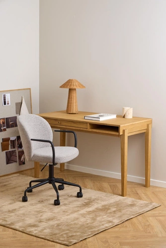 Fotel biurowy ergonomiczny Patricia Monza 60 beżowy bouclé obrotowy z podłokietnikami do biura