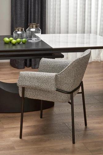 Stół rozkładany do jadalni Demin biały marmur nowoczesny na jednej nodze 160–220 cm Intesi