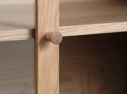 Witryna Elba drewniana szklana do salonu i na książki 190 cm naturalny dąb