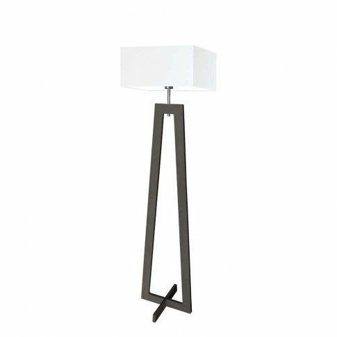 Lampa podłogowa stojąca do salonu Jawa Lysne nowoczesna drewniana z białym abażurem 138 cm