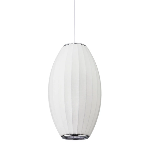Lampa wisząca SILK BARREL biała 60 cm nowoczesna regulowana do salonu i jadalni