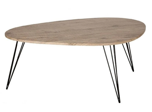 Stolik kawowy Neile owalny drewniany nowoczesny do salonu na trzech nogach Atmosphera