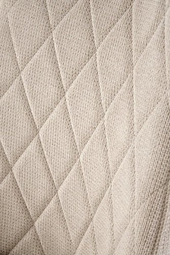 Krzesło tapicerowane Fenri beżowe do jadalni i salonu nowoczesne pikowane na czarnych nogach