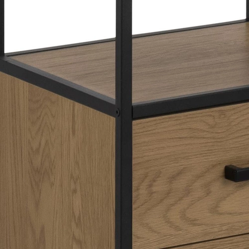 Regał na książki z szufladami Seaford industrialny metalowy do salonu 185 cm Actona