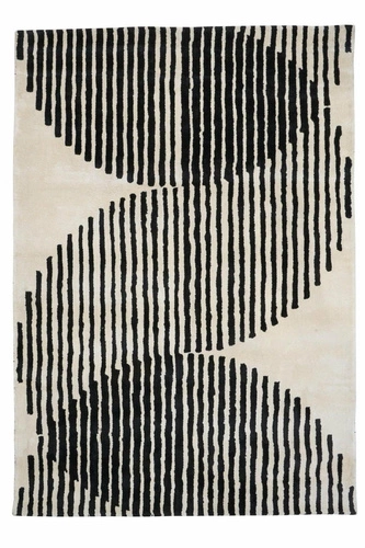 Dywan nowoczesny do salonu i sypialni Eclipse Ivory 200x300 ręcznie tkany z wiskozy czarno-biały