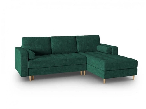 Narożnik z funkcją spania Gobi Bottle Green Structured Fabric prawostronny