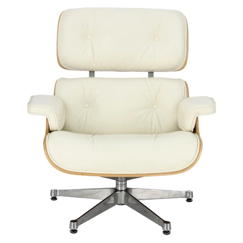 Fotel Vip Lounge Chair obrotowy skórzany biały nowoczesny do salonu D2.DESIGN