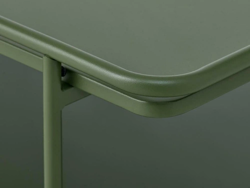 Stolik kawowy Yuba do salonu nowoczesny metalowy prostokątny 110x55 zielony