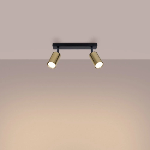 Plafon sufitowy WINX 2 czarny złoty nowoczesny stalowy do salonu i sypialni SOLLUX