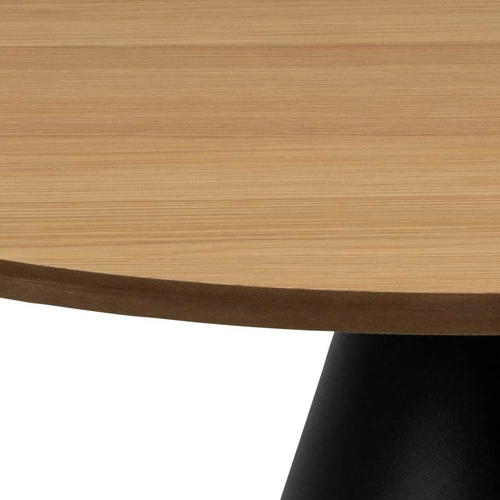 Stolik kawowy okrągły Soli 65 cm dębowy z czarną metalową nogą loft do salonu Actona