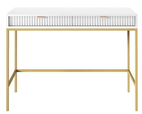 Zestaw mebli do salonu biały/złoty Delicious ryflowane fronty